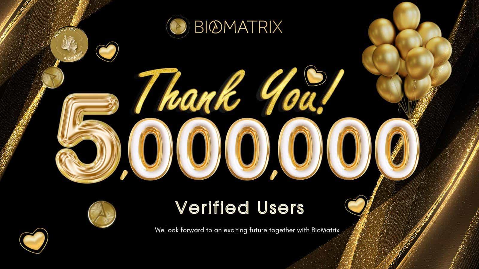 BioMatrix Surpasses 5 Million Verified Users, Setting New Standards for Real Human Engagement in Web3