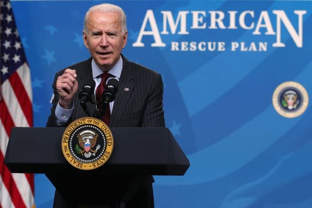 How many Yea votes in the House for the American Rescue Plan?