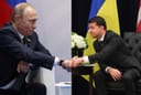 Putin and Zelenskyy shake hands by which date?