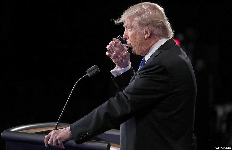Who will drink water first at the debate?