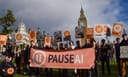 Which AI labs announce a training pause by October 31?