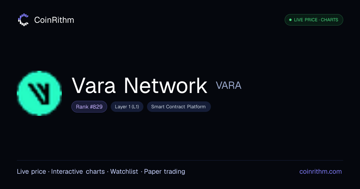 Vara Network Price Today, Live Chart & Market Cap | VARA | CoinRithm